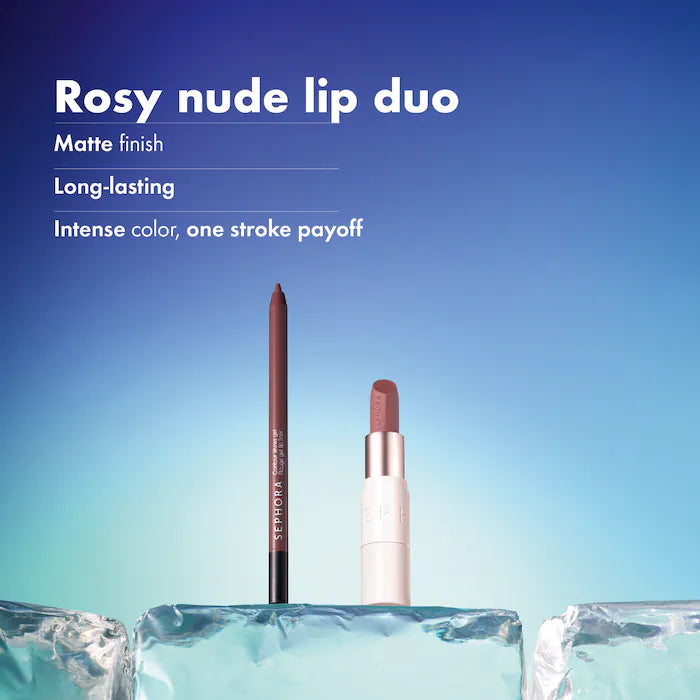 Best Lip Combo Set: Lipstick and Lip Liner-Rosy Nude Set - matte rosy nude