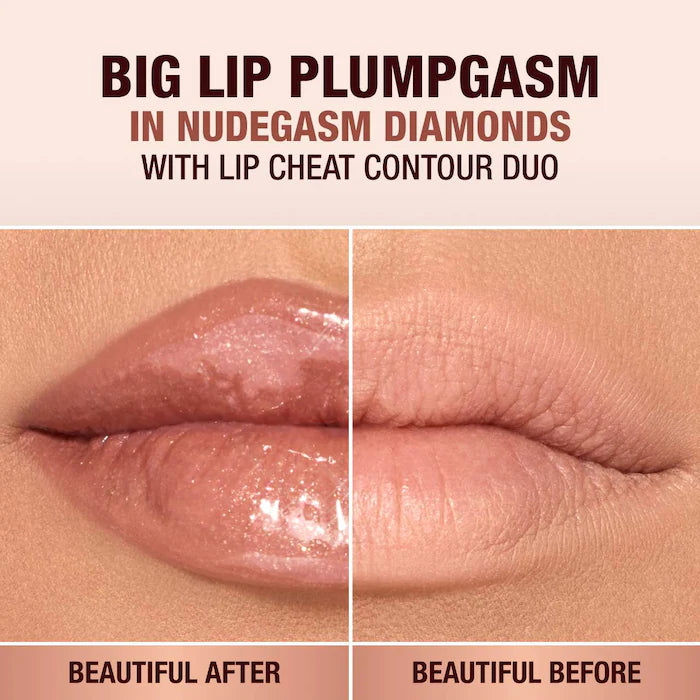 Big Lip Plumpgasm Plumping Lip Gloss-Nudegasm Diamonds - Sheer, champagne-nude ( NEW )