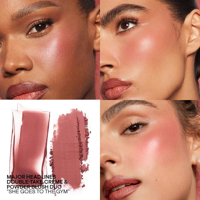 Major Headlines Double-Take Crème & Powder Blush Duo-She Goes To The Gym - cool mauve rose ( NEW SHADE )