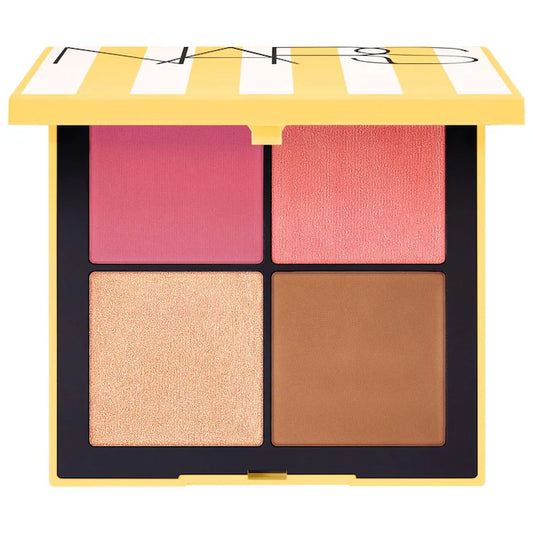 Hot Escape Cheek and Face Palette-Medium - DOMINANT (Matte warm pink) TOPLESS (Shimmering pink coral) ELECTRA (Champagne) LAGUNA 03 (Light-medium bronze with warm undertones