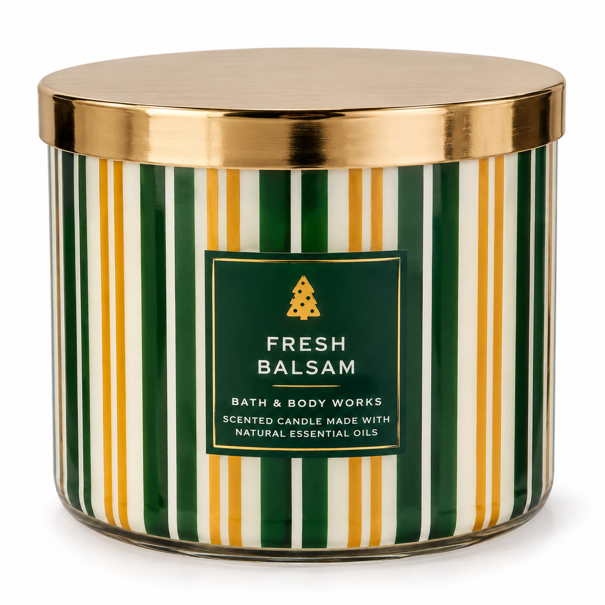 Fresh Balsam 3-Wick Scented Candle β Holiday Striped Edition