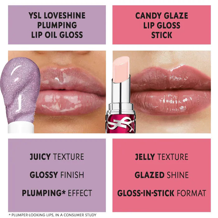 YSL Loveshine Plumping Lip Oil Gloss with Hyaluronic Acid-01 Thunder Stealer - sheer icy lavender shimmer