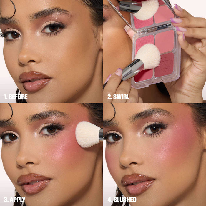 Blush Filter Blurring Blushlighters Palette-Rose Berry - Berry Fizz, Pink Velvet, Strawberry Cream, Bronze Berry - A diffused blend of Rosewood, mauve, and dusty rose tones