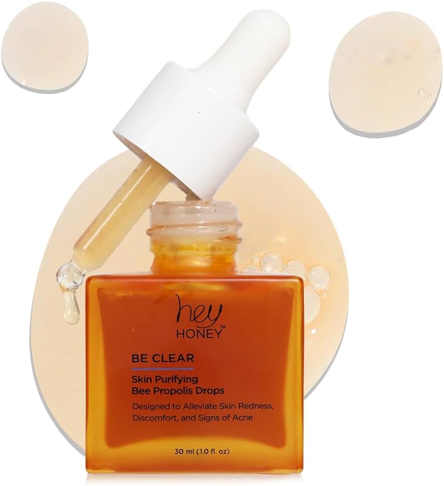 Hey Honey Skincare Be Clear Skin Purifying Bee Propolis Drops Serum-Designed To Alleviate Skin Redness, Discomfort, Blemishes & Acne