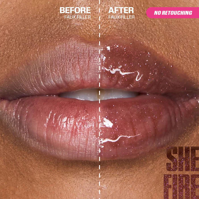 Faux Filler Shiny Non-Sticky Lip Gloss-She Fire - a sheer deep brown gloss