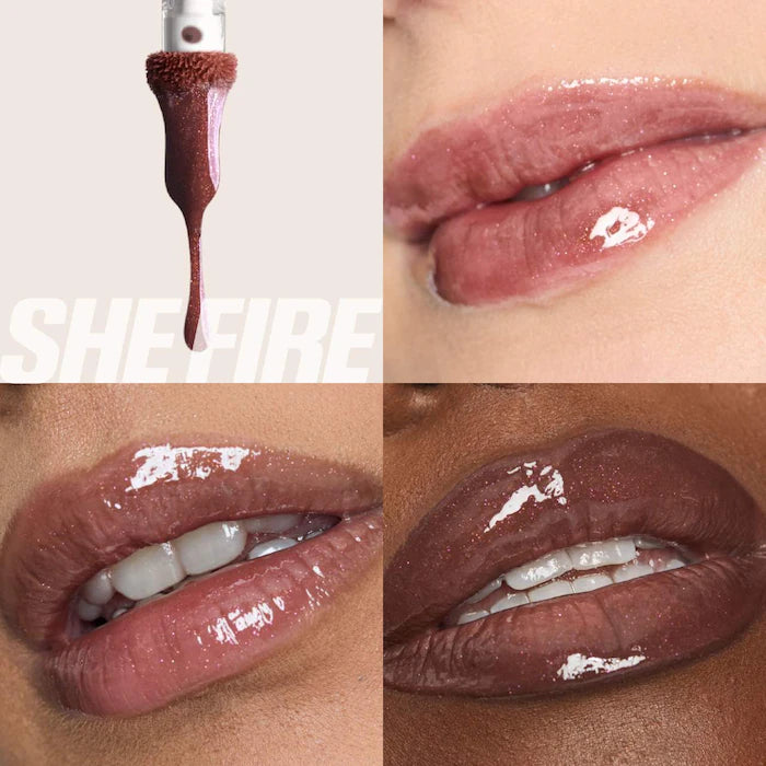 Faux Filler Shiny Non-Sticky Lip Gloss-She Fire - a sheer deep brown gloss