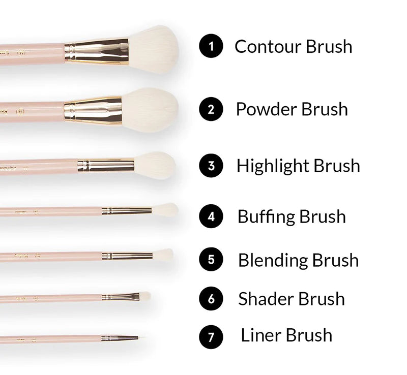 Travel Series 7 Piece Face & Eye Brush Set with Bag