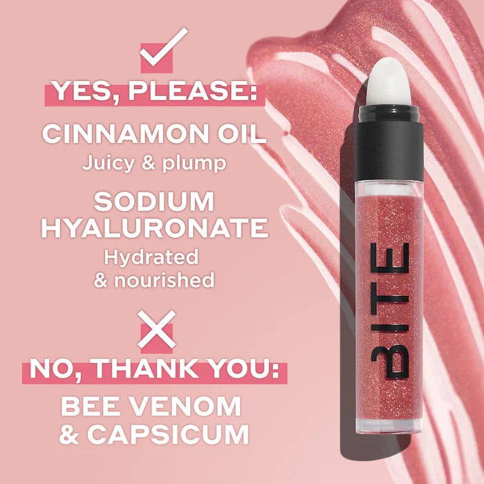 Yaysayer Plumping Lip Gloss-Sugar Drizzle - clear with gold shimmer