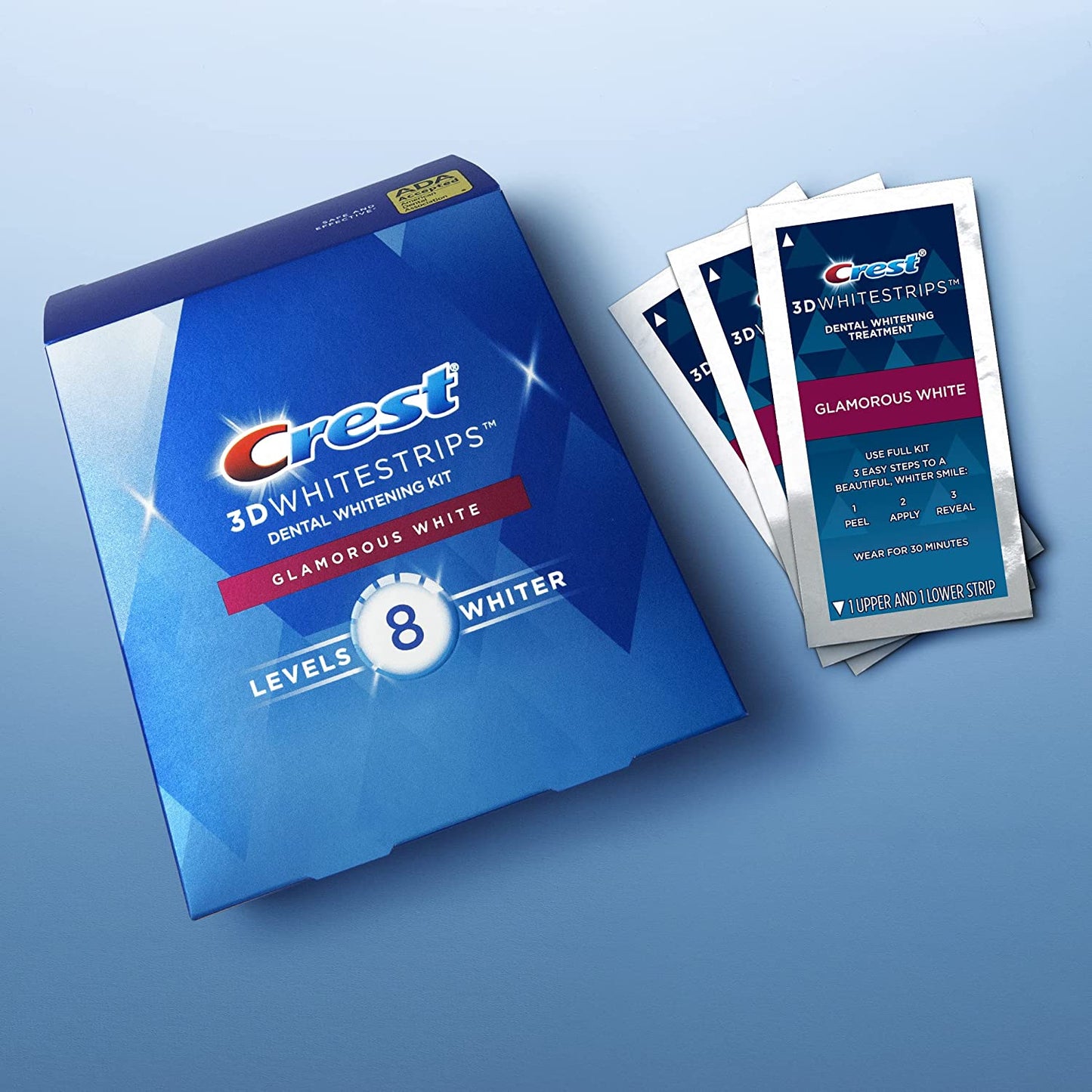 Crest 3D Whitestrips, Glamorous White, Teeth Whitening Strip Kit, 28 Strips (14 Count Pack)