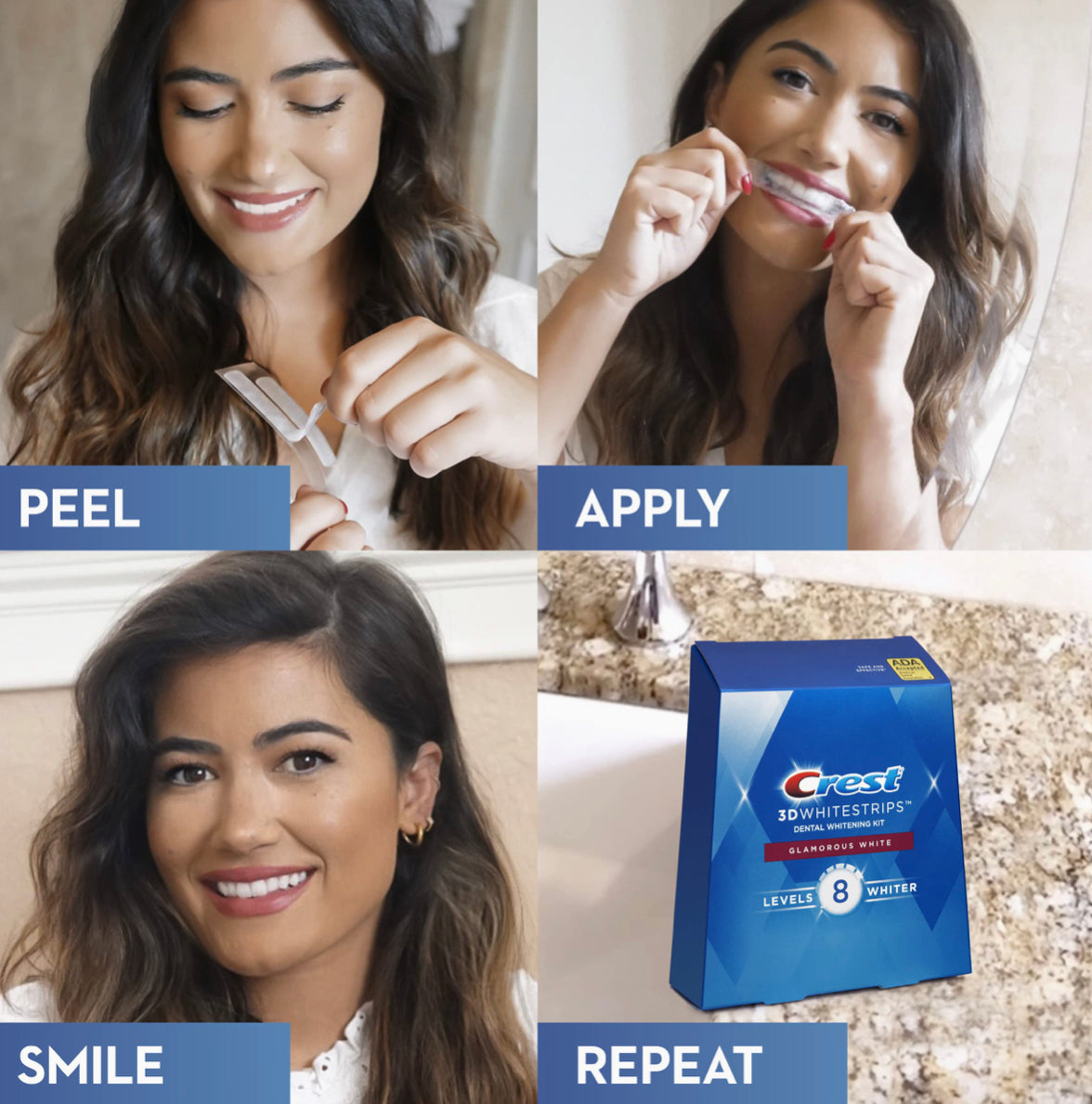 Crest 3D Whitestrips, Glamorous White, Teeth Whitening Strip Kit, 28 Strips (14 Count Pack)