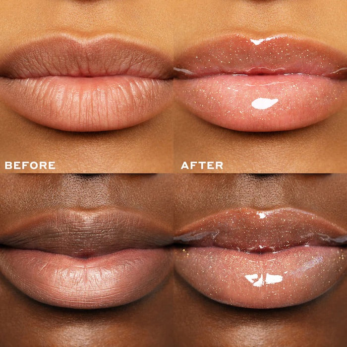 Yaysayer Plumping Lip Gloss-Sugar Drizzle - clear with gold shimmer
