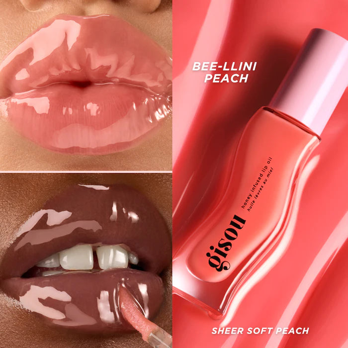 Honey Infused Hydrating Lip Oil-Bee-llini Peach - Sheer Soft Peach