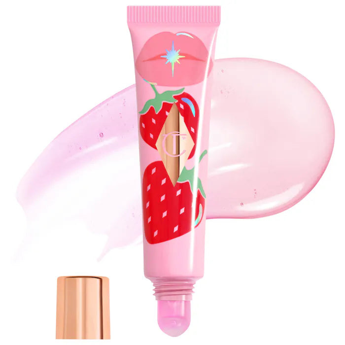 Unreal Lips Healthy Glow Nectar Nourishing Lip Oil with Hyaluronic Acid and Vitamin E-Juicylicious Strawberry Vanilla - a cool pink with ph