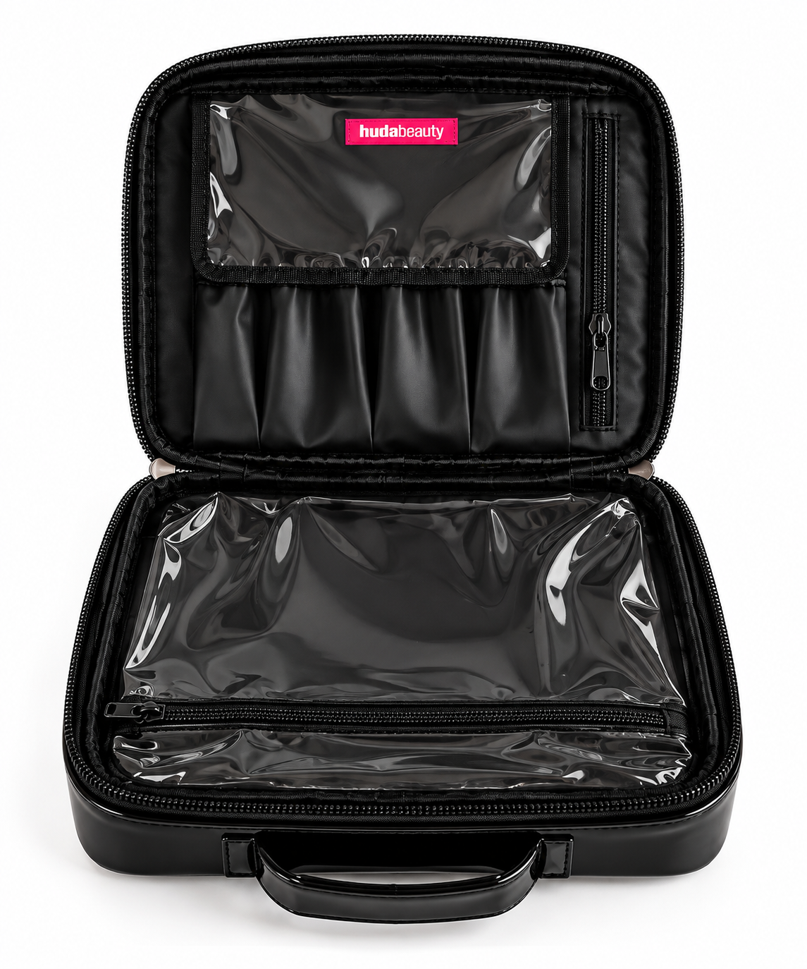 Huda Beauty Glossy Black Vanity Case + MIRROR + 2x free gifts