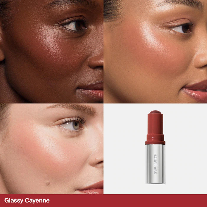 Color Fuse Longwear Hydrating Glassy Lip + Cheek Blush Balm Stick-Glassy Cayenne - deep rose