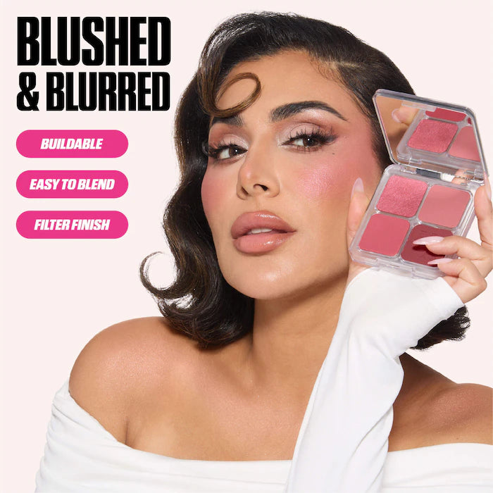 Blush Filter Blurring Blushlighters Palette-Rose Berry - Berry Fizz, Pink Velvet, Strawberry Cream, Bronze Berry - A diffused blend of Rosewood, mauve, and dusty rose tones