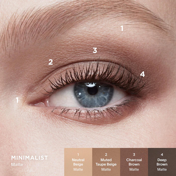 Curator™ Eyeshadow Palettes-Minimalist - matte neutral beige, matte muted taupe beige, matte charcoal brown, matte deep brown