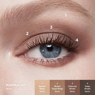 Curator™ Eyeshadow Palettes-Minimalist - matte neutral beige, matte muted taupe beige, matte charcoal brown, matte deep brown