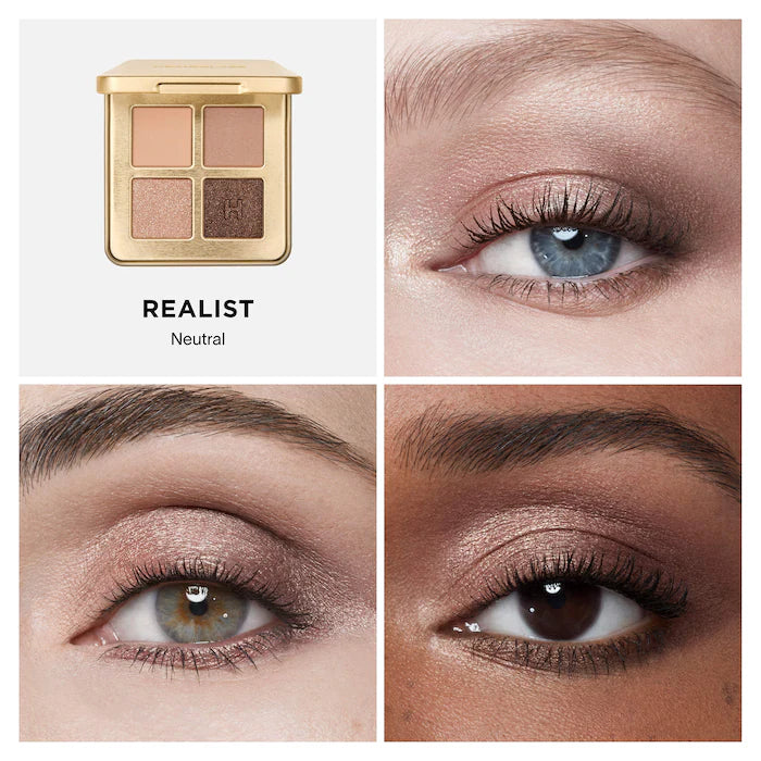 Curator™ Eyeshadow Palettes-Realist - matte neutral peach, satin dusty rose, shimmer bronzed rose with gold pearls, metallic bronze