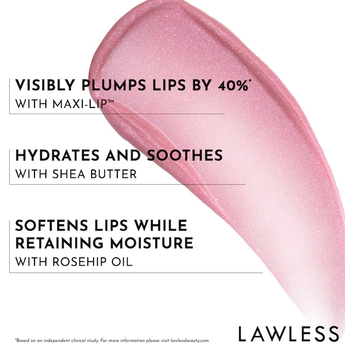 Forget The Filler Lip Plumper Line Smoothing Gloss-Happy Thoughts x LoveShackFancy - shimmering pale lavender with a pink vanilla sugar flavor