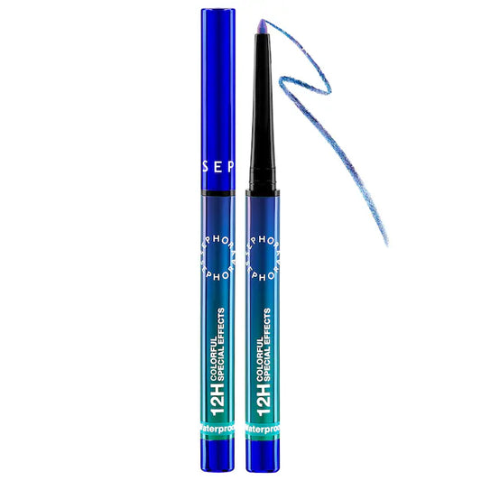 12H Colorful Special Effects Multichrome Eyeliner-03 Celestial Blue - vibrant, shimmering blue with hints of purple