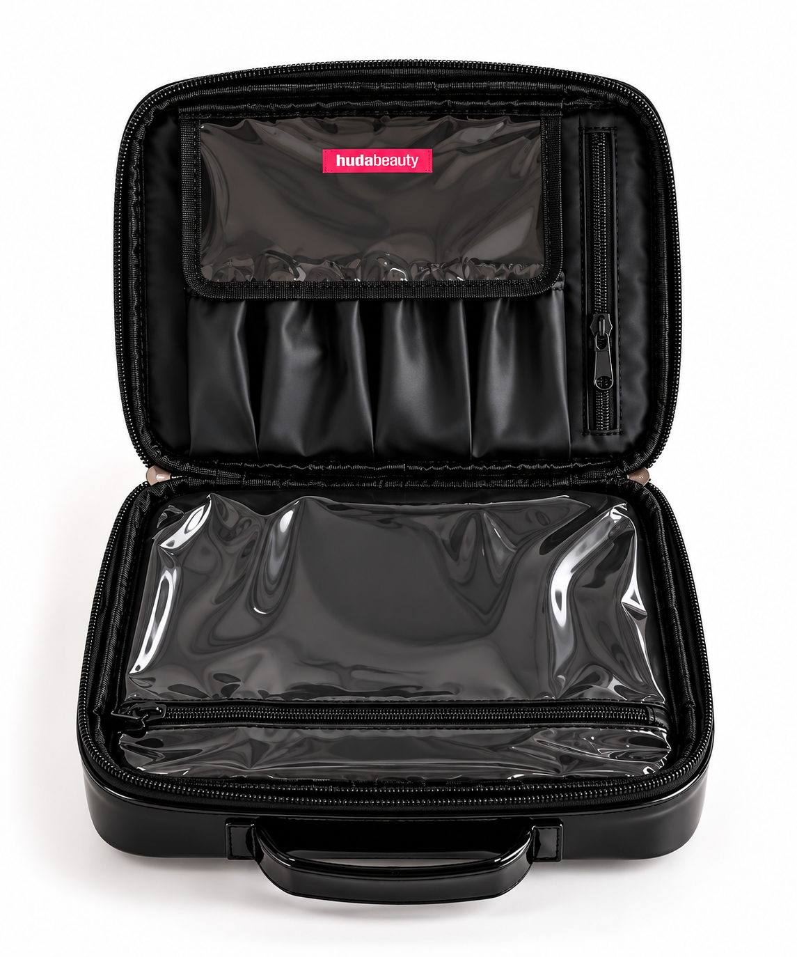 Huda Beauty Glossy Black Vanity Case + MIRROR + 2x free gifts