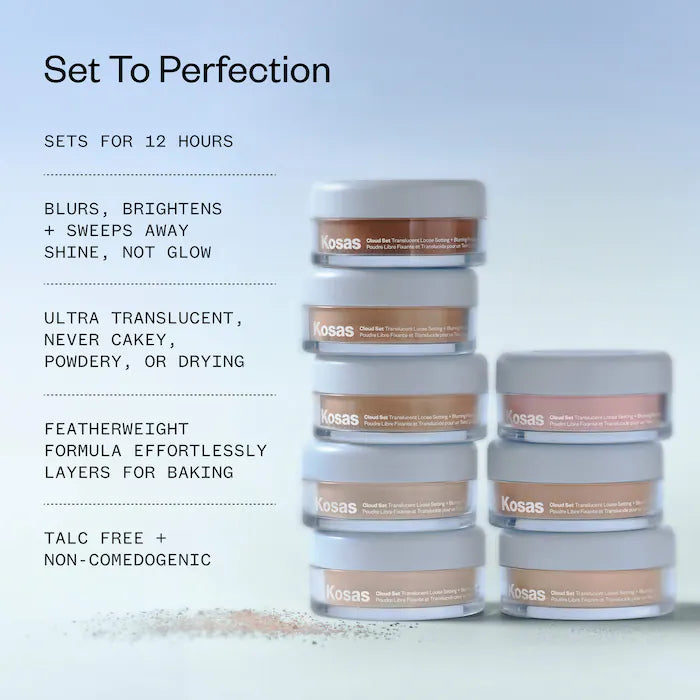 Cloud Set Loose Translucent Talc-Free Setting + Blurring Powder-Translucent Candy - Brightening Ultra Sheer Pink ( #1 Powder in  America )