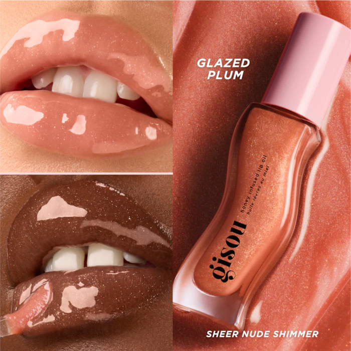Honey Infused Hydrating Lip Oil-Glazed Plum - Sheer Nude Shimmer