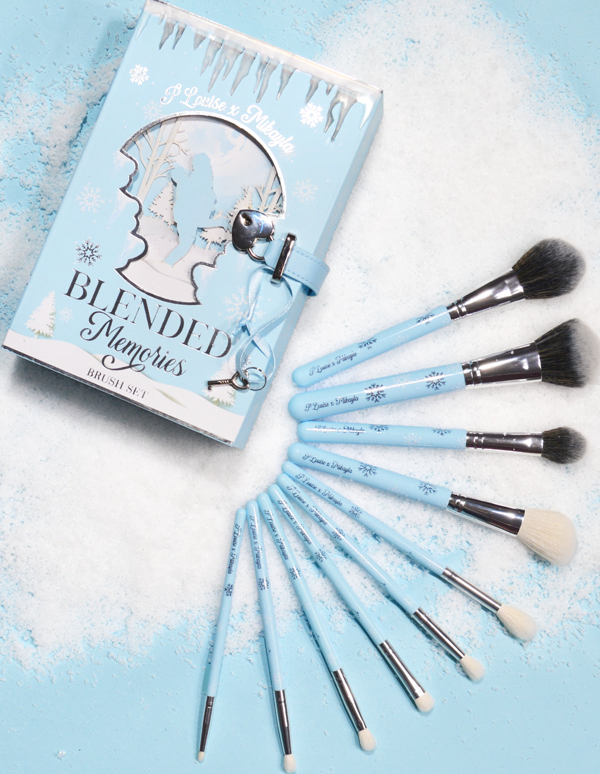 P.Louise x Mikayla 10-Piece Blue Face & Eye Brush Set