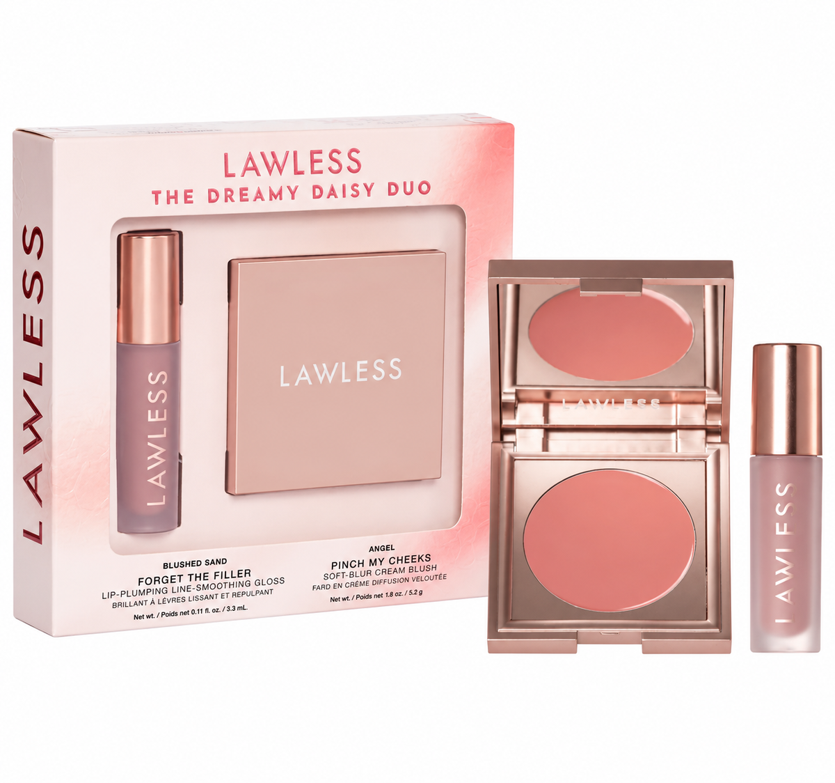 LAWLESS The Dreamy Daisy Lip-Plumping Gloss and Cream Blush Set (88$ value)