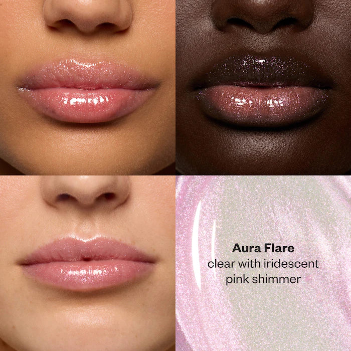Lip Pulse Glassy Lip Plumper Gloss-Aura Flare - clear with iridescent pink shimmer