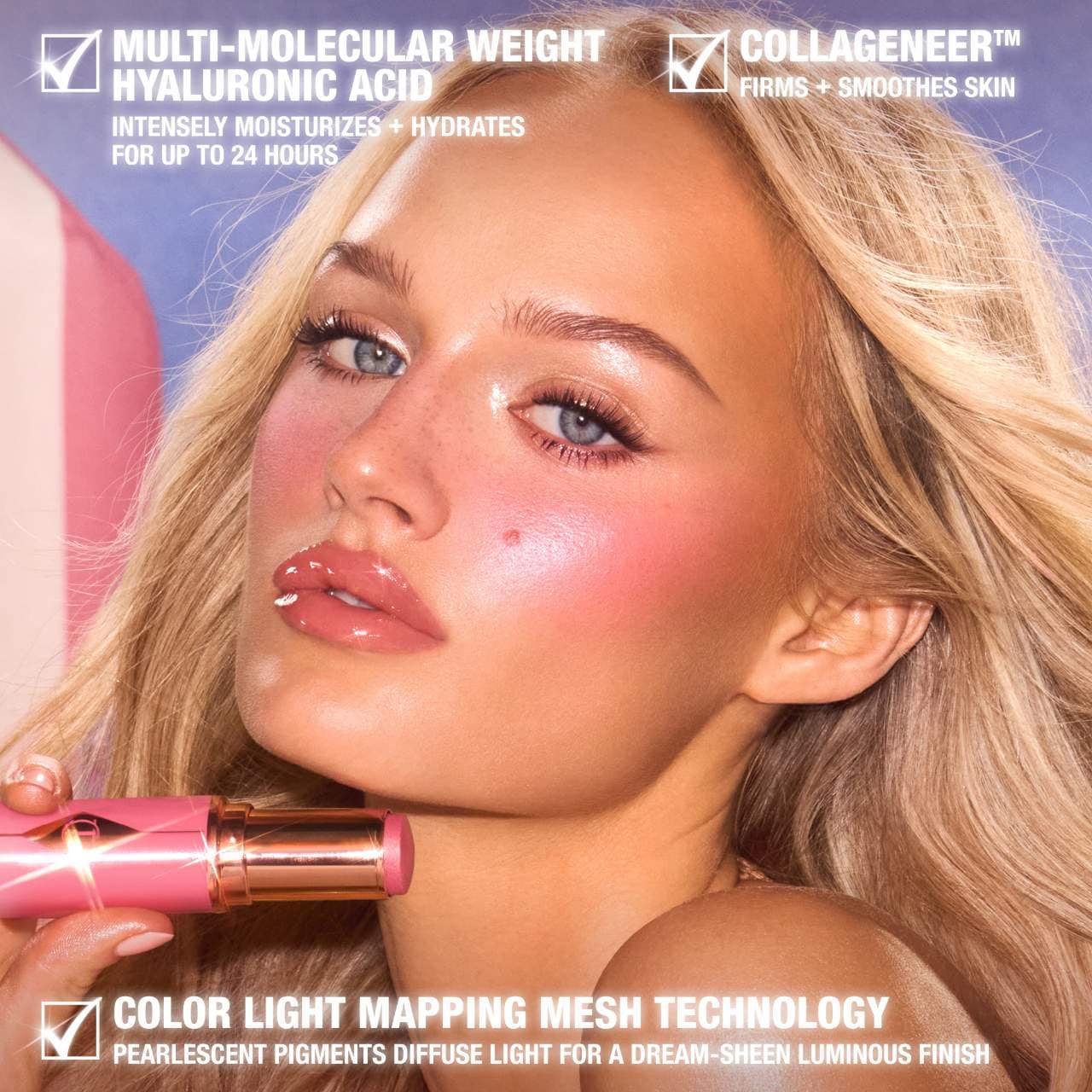 Unreal Lip + Cheek Glow Blush Stick with Hyaluronic Acid-Peachy glow