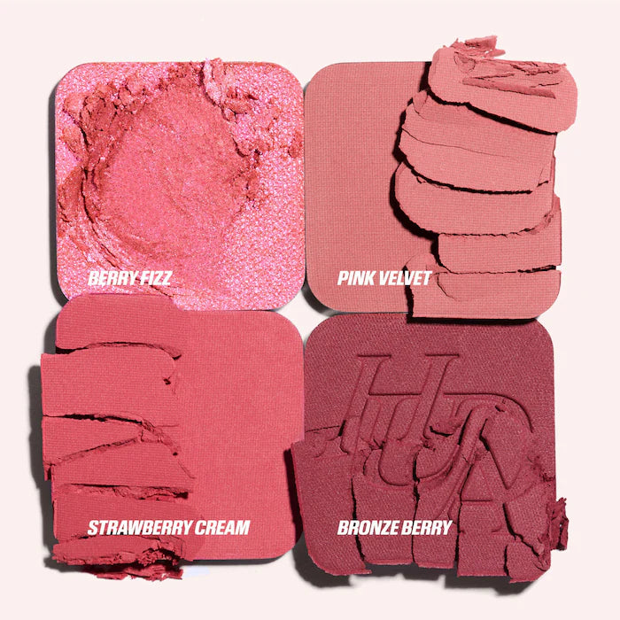 Blush Filter Blurring Blushlighters Palette-Rose Berry - Berry Fizz, Pink Velvet, Strawberry Cream, Bronze Berry - A diffused blend of Rosewood, mauve, and dusty rose tones