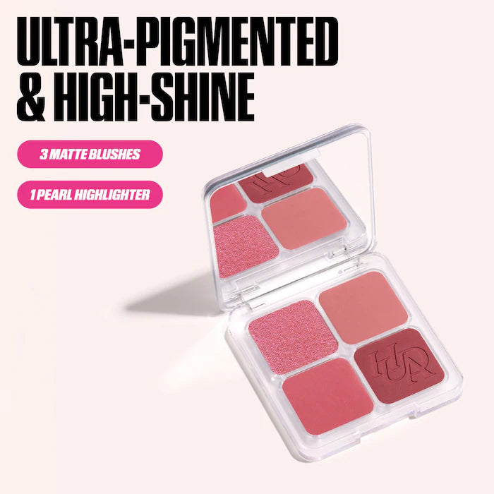 Blush Filter Blurring Blushlighters Palette-Rose Berry - Berry Fizz, Pink Velvet, Strawberry Cream, Bronze Berry - A diffused blend of Rosewood, mauve, and dusty rose tones