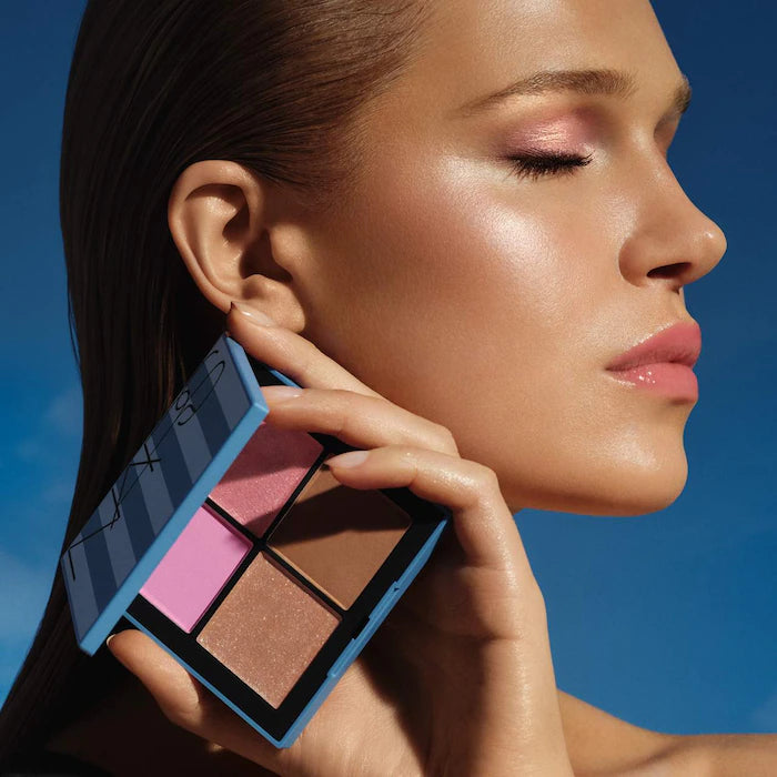 Hot Escape Cheek and Face Palette-Light - thrill (matte cool light pink), bad behavior (shimmering pastel pink), ophelia (opalescent pink), laguna 01 (light bronze with neutral undertones)