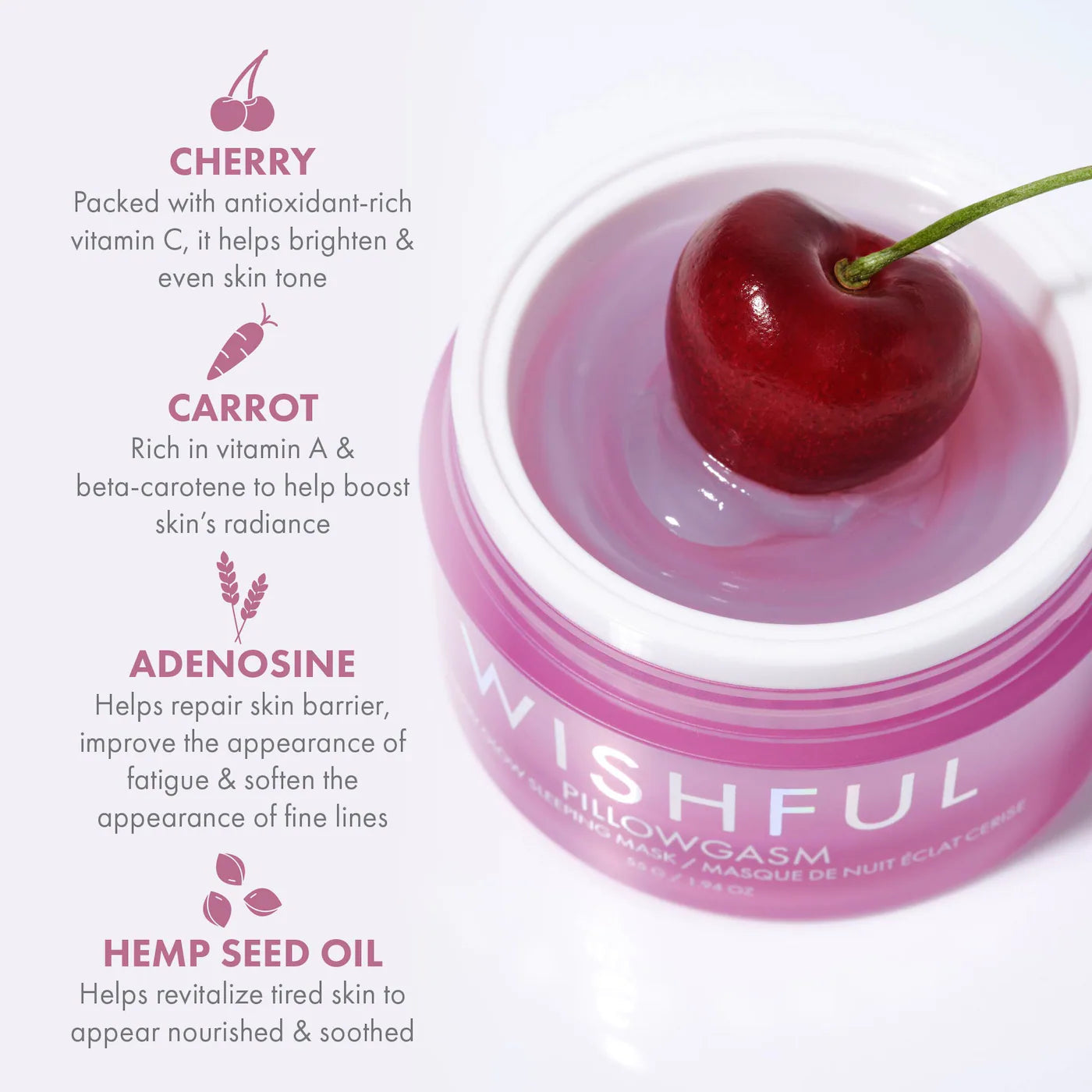WISHFUL
Wishful - Pillowgasm Vitamin-Rich Cherry Glow Sleep Mask | 55 g