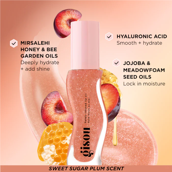 Honey Infused Hydrating Lip Oil-Glazed Plum - Sheer Nude Shimmer