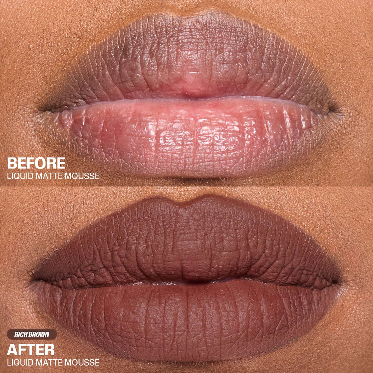 Liquid Matte Mousse Soft Blur Lip Cream - Rich Brown - For a deep burnt cacao look use