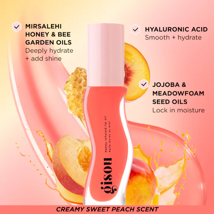 Honey Infused Hydrating Lip Oil-Bee-llini Peach - Sheer Soft Peach