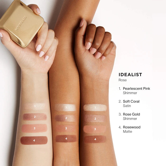 Curator™ Eyeshadow Palettes-Idealist - shimmer pearlescent pink, satin soft coral, shimmer rose gold, matte rosewood
