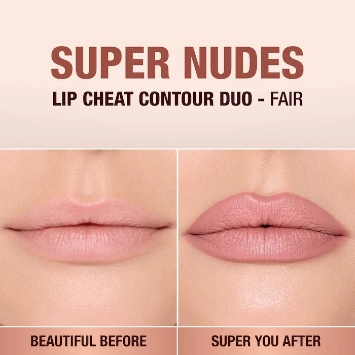 Super Nudes Lip Cheat Contour Duo Lip Liner-Fair - Sculpt: Light Cool Pink Nude Fill: Nude Pink Mauve