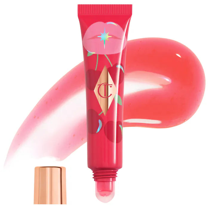 Unreal Lips Healthy Glow Nectar Nourishing Lip Oil with Hyaluronic Acid and Vitamin E-Juicylicious Cherry Glaze - a cherry red