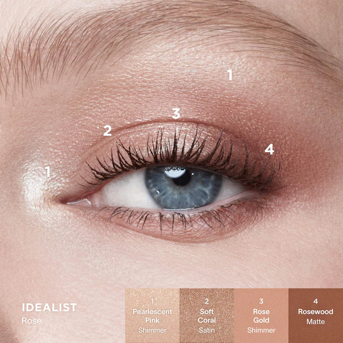 Curator™ Eyeshadow Palettes-Idealist - shimmer pearlescent pink, satin soft coral, shimmer rose gold, matte rosewood