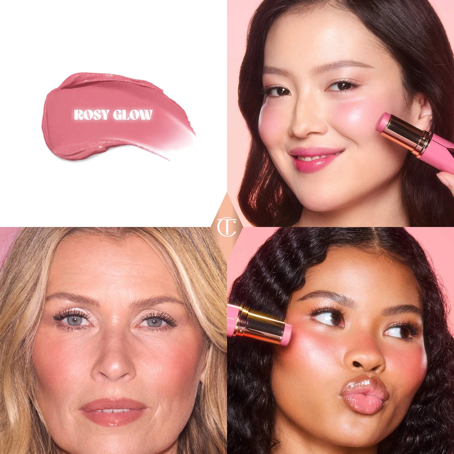Unreal Lip + Cheek Glow Blush Stick with Hyaluronic Acid-Rosy Glow - warm rosy pink