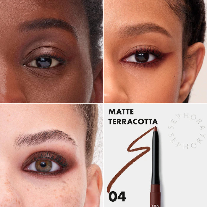 12HR Colorful Waterproof Retractable Eyeliner-04 Matte Terracotta - warm reddish brown