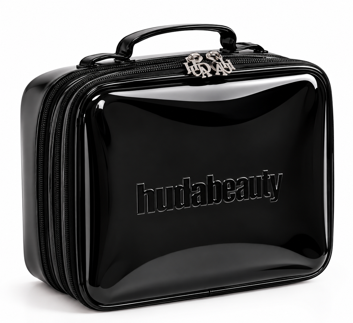 Huda Beauty Glossy Black Vanity Case + MIRROR + 2x free gifts