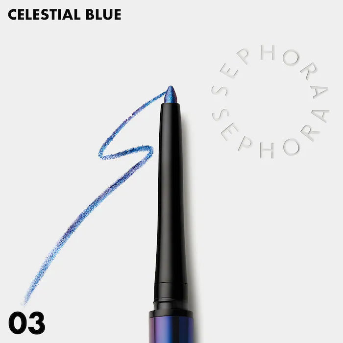 12H Colorful Special Effects Multichrome Eyeliner-03 Celestial Blue - vibrant, shimmering blue with hints of purple