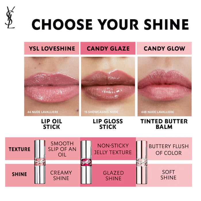 YSL Candy Glaze Lip Gloss Stick-44 Nude Lavalliere - iconic pink nude