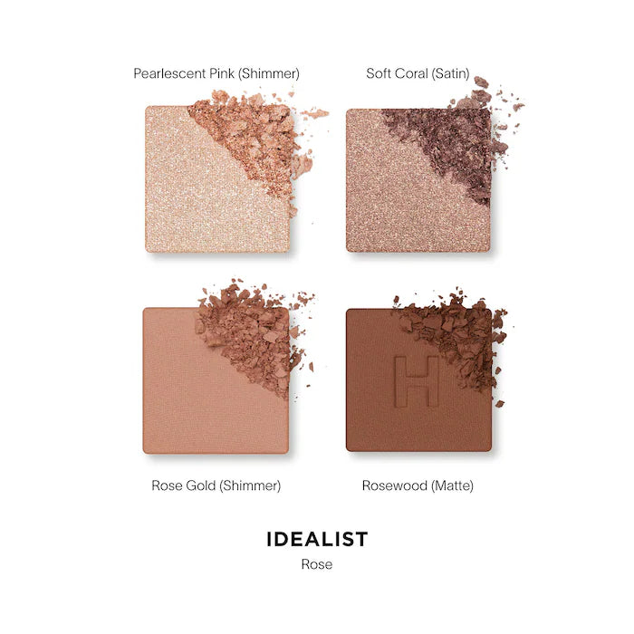 Curator™ Eyeshadow Palettes-Idealist - shimmer pearlescent pink, satin soft coral, shimmer rose gold, matte rosewood