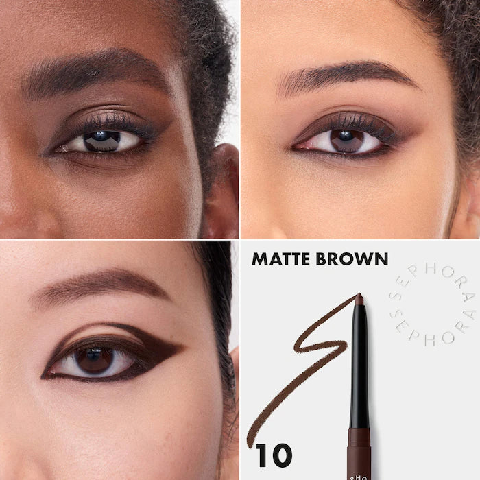 12HR Colorful Waterproof Retractable Eyeliner-10 Matte Brown - classic brown